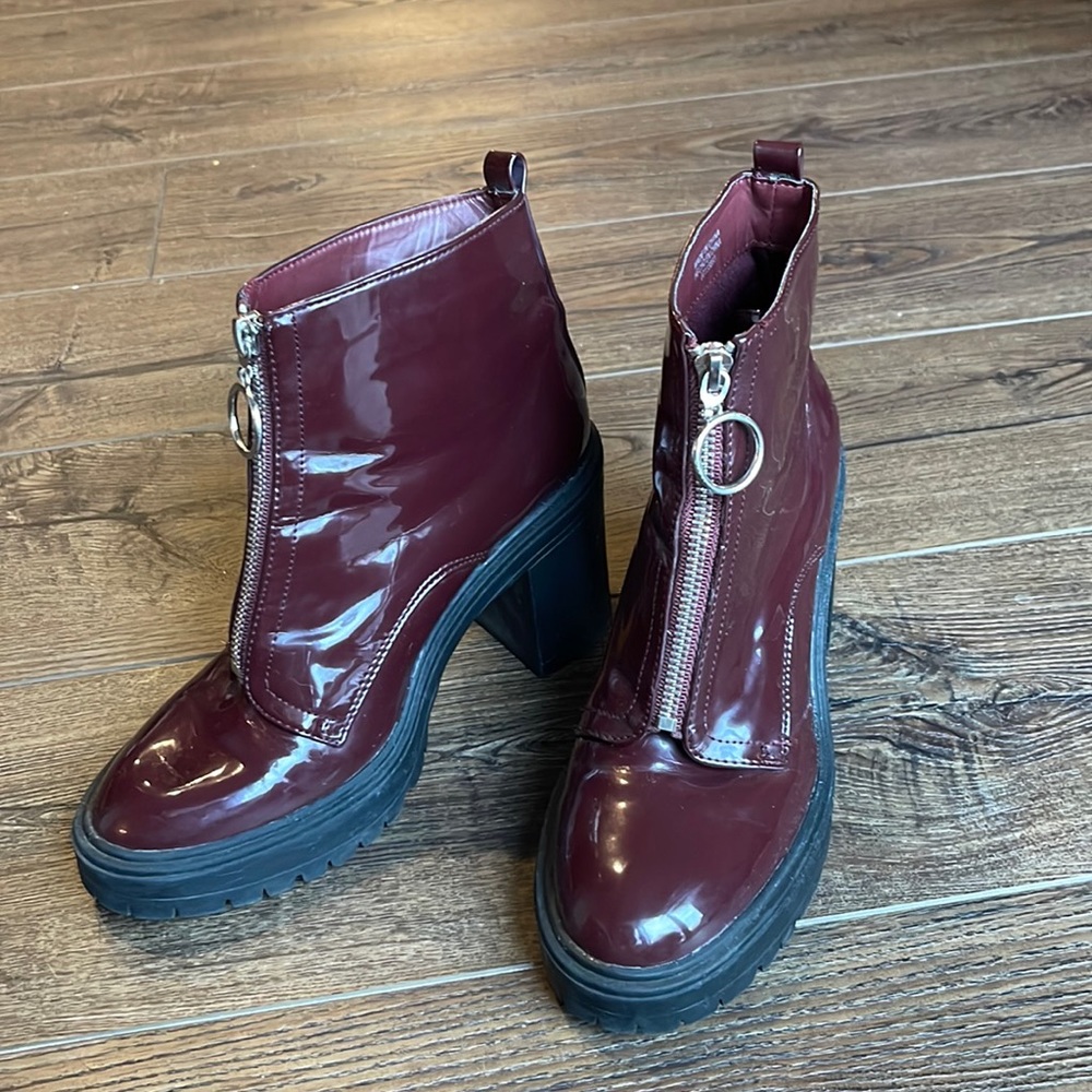 Forever 21 patent burgundy combat boots